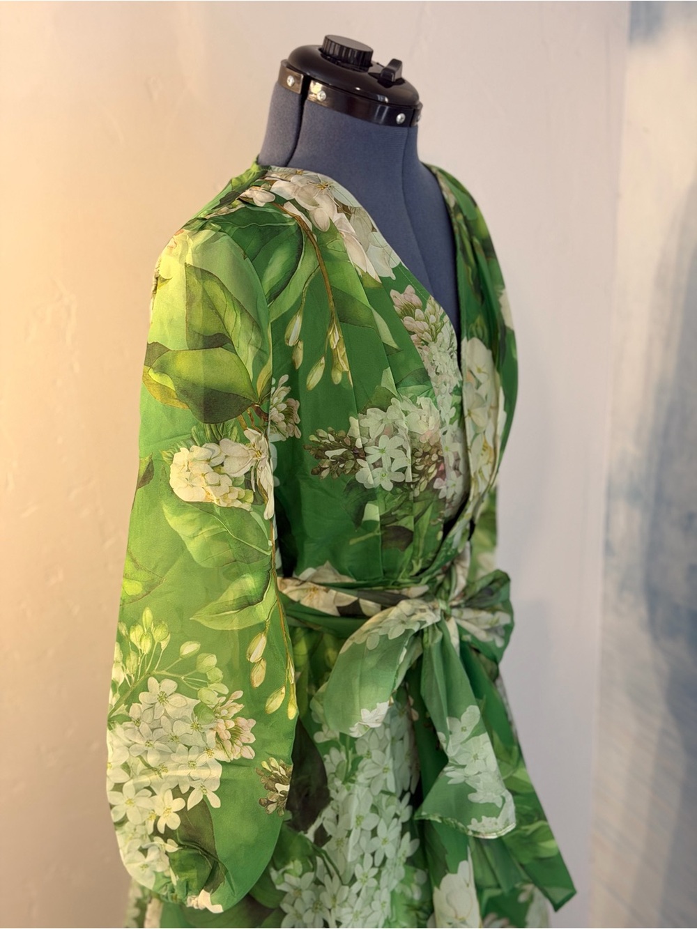 STYLEWE Green Floral Maxi Dress with Tie Waist Belt 294 - Picture 4 of 10